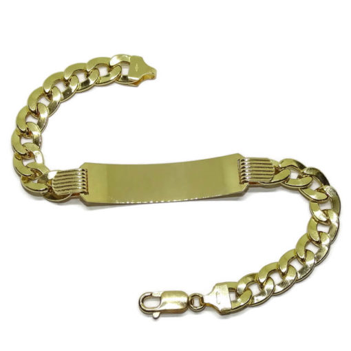 Pulsera para hombre muy grande de oro amarillo de 18k con placa y cadena barbada. - Imagen 7