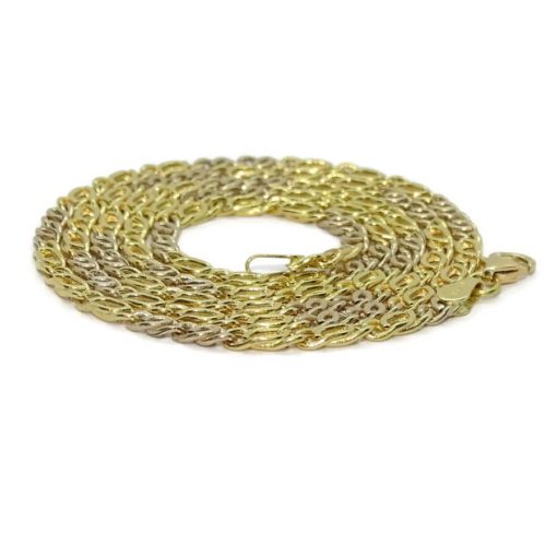 Cadena de oro de 18k para hombre de eslabones ojo de tigre de oro amarillo y oro blanco. - Imagen 6