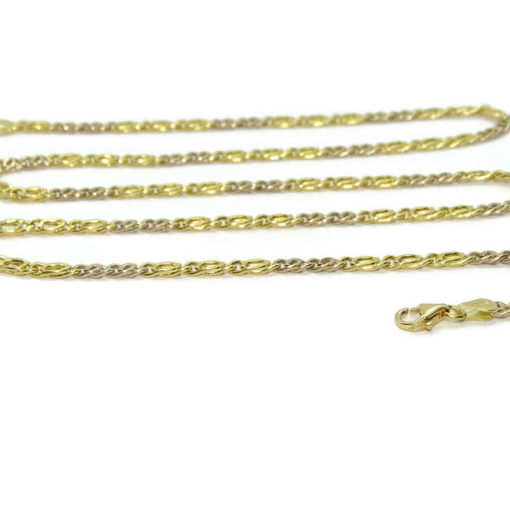 Cadena de oro de 18k para hombre de eslabones ojo de tigre de oro amarillo y oro blanco. - Imagen 4