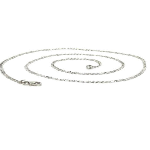 Cadena de oro blanco maciza de 18k para hombre tipo barbada de 60cm de larga - Imagen 6