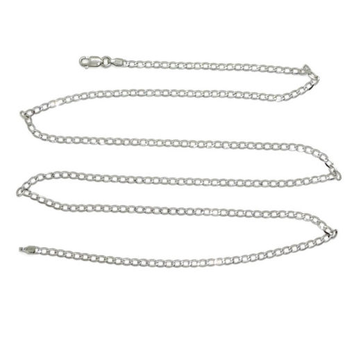 Cadena de oro blanco maciza de 18k para hombre tipo barbada de 60cm de larga - Imagen 5