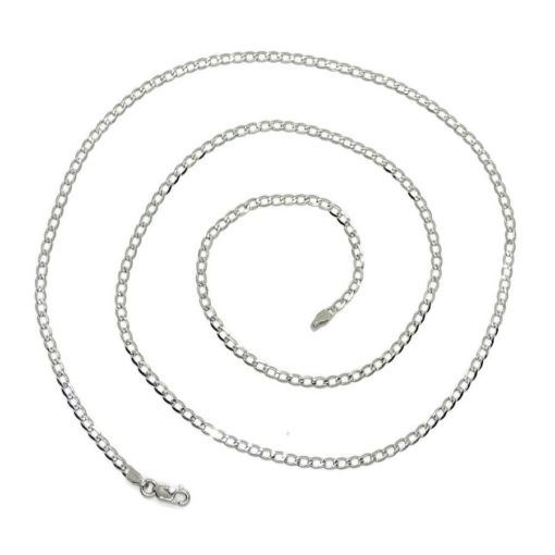 Cadena de oro blanco maciza de 18k para hombre tipo barbada de 60cm de larga - Imagen 7