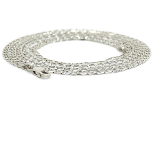 Cadena de oro blanco maciza de 18k para hombre tipo barbada de 60cm de larga - Imagen 4