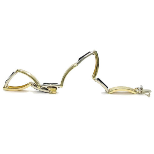 Pulsera para hombre de oro amarillo brillo y oro blanco de 18k con onix - Imagen 4