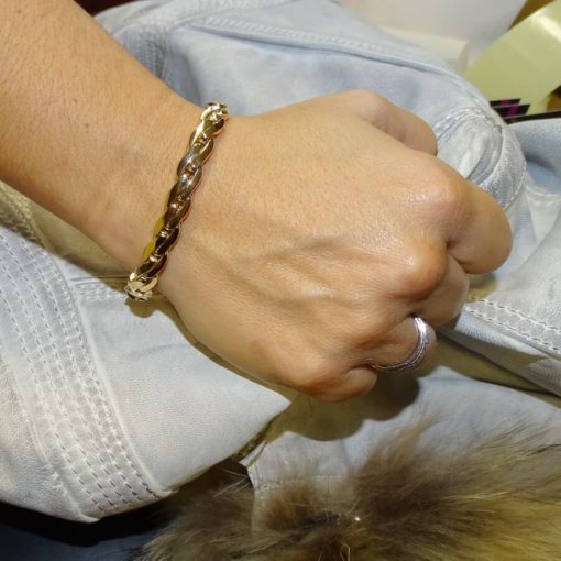 Pulsera de Oro Amarillo de 18k para mujer modelo trenza doble plana de 19.50 cm de Larga, 7.50mm de Ancha y 12.60 gr de Oro de 18k. - Imagen 6