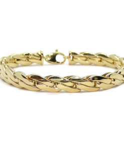 Pulsera de Oro Amarillo de 18k para mujer modelo trenza doble plana de 19.50 cm de Larga, 7.50mm de Ancha y 12.60 gr de Oro de 18k.
