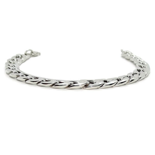 Pulsera para Hombre de Oro blanco de 18k barbada plana de 9.00mm de Ancha 21.00cm de Larga - Imagen 6