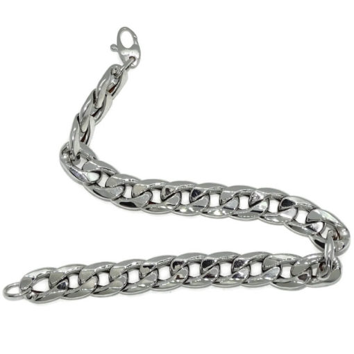 Pulsera para Hombre de Oro blanco de 18k barbada plana de 9.00mm de Ancha 21.00cm de Larga - Imagen 5