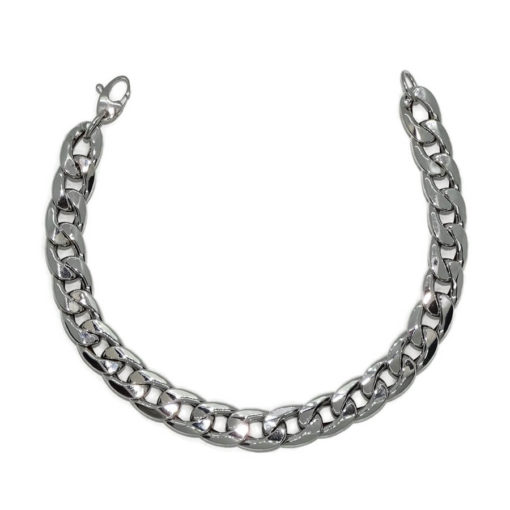 Pulsera para Hombre de Oro blanco de 18k barbada plana de 9.00mm de Ancha 21.00cm de Larga