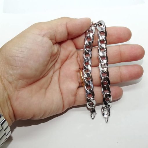 Pulsera para Hombre de Oro blanco de 18k barbada plana de 9.00mm de Ancha 21.00cm de Larga - Imagen 3