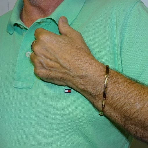 Pulsera para hombre de oro amarillo y oro blanco 18k semi-rígida de 5.50mm de ancha y 21.00cm de larga - Imagen 2