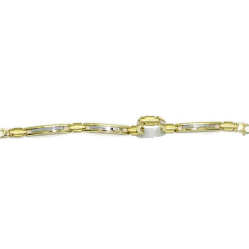 Pulsera para hombre de oro amarillo y oro blanco 18k semi-rígida de 5.50mm de ancha y 21.00cm de larga - Imagen 4