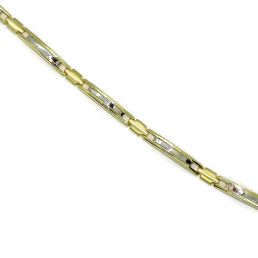 Pulsera para hombre de oro amarillo y oro blanco 18k semi-rígida de 5.50mm de ancha y 21.00cm de larga - Imagen 8