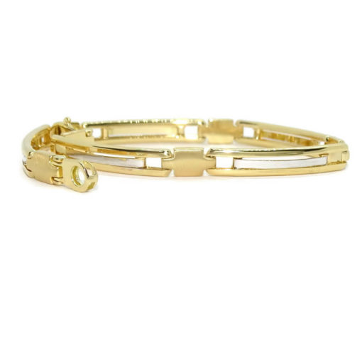Pulsera para hombre de oro amarillo y oro blanco 18k semi-rígida de 5.50mm de ancha y 21.00cm de larga - Imagen 6