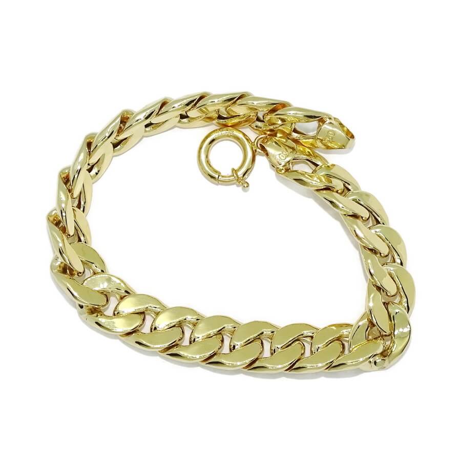 Pulsera para Hombre de Oro Amarillo de 18k barbada plana de 1.10 cm de Ancha 21.50cm de Larga - Imagen 6