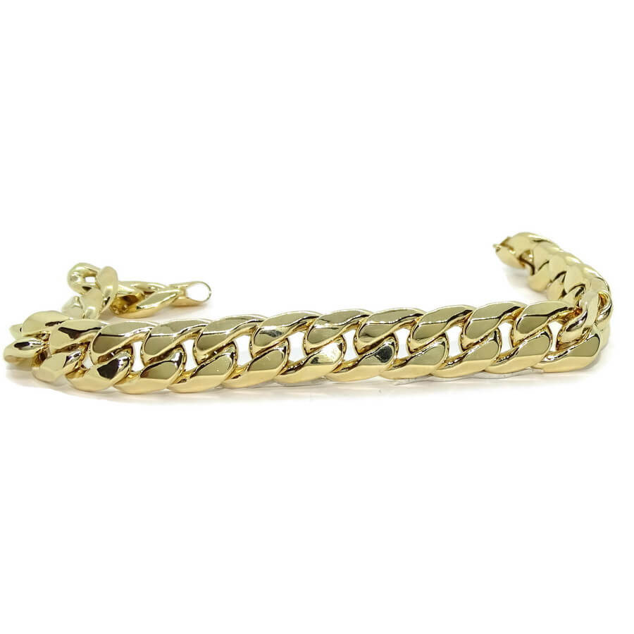 Pulsera para Hombre de Oro Amarillo de 18k barbada plana de 1.10 cm de Ancha 21.50cm de Larga - Imagen 4