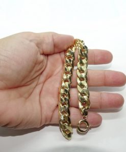 Pulsera para Hombre de Oro Amarillo de 18k barbada plana de 1.10 cm de Ancha 21.50cm de Larga - Imagen 3