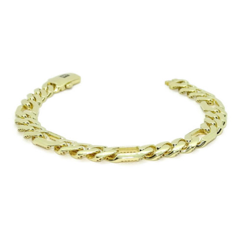 Impresionante pulsera de Oro Amarillo de 18k para Hombre modelo clásico 3x1. - Imagen 10