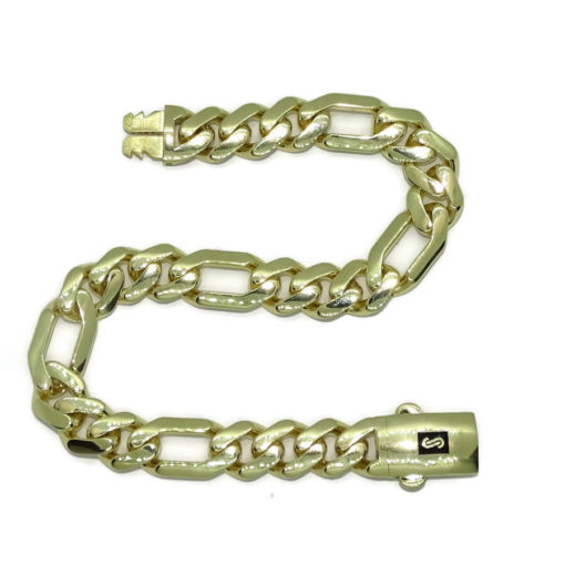 Impresionante pulsera de Oro Amarillo de 18k para Hombre modelo clásico 3x1. - Imagen 8