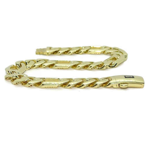 Impresionante pulsera de Oro Amarillo de 18k para Hombre modelo clásico 3x1. - Imagen 7