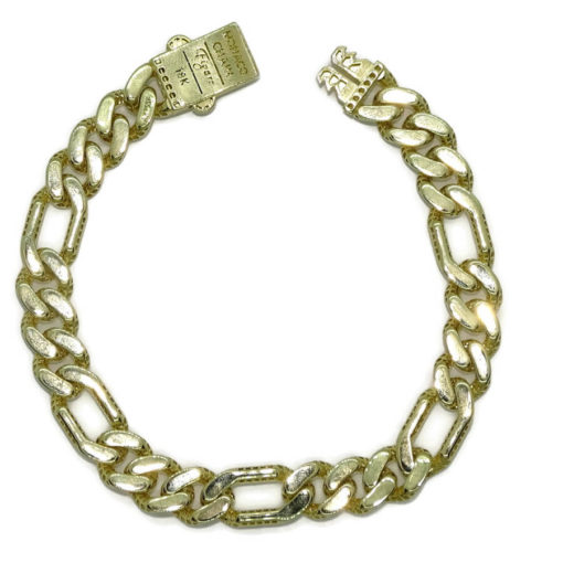 Impresionante pulsera de Oro Amarillo de 18k para Hombre modelo clásico 3x1. - Imagen 6