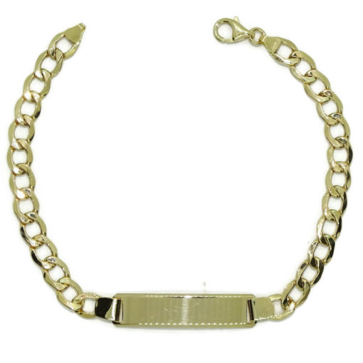 Pulsera para hombre de oro amarillo de 18k con placa, de 7.00 mm de ancha y 21.50cm de larga. 100% personalizable.