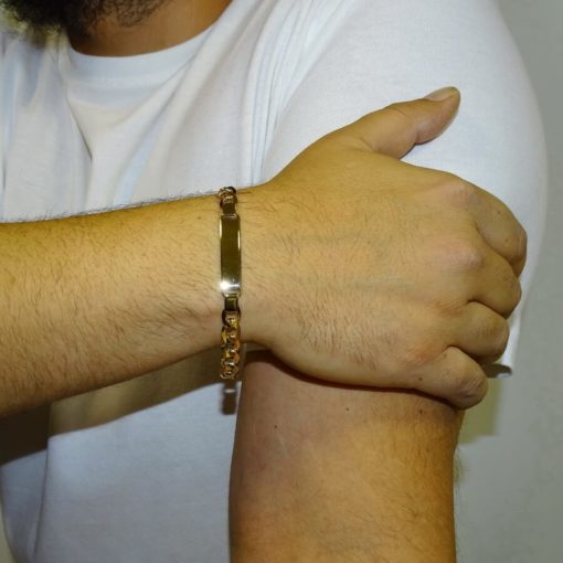 Pulsera para hombre de oro amarillo de 18k con placa, de 0.80 cm de ancha y 21.00cm de larga. - Imagen 2