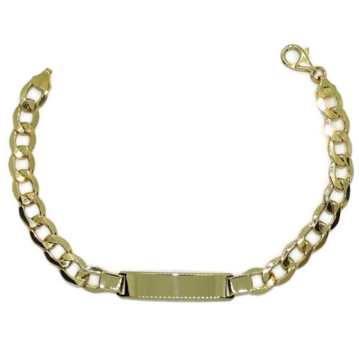 Pulsera para hombre de oro amarillo de 18k con placa, de 0.80 cm de ancha y 21.00cm de larga.