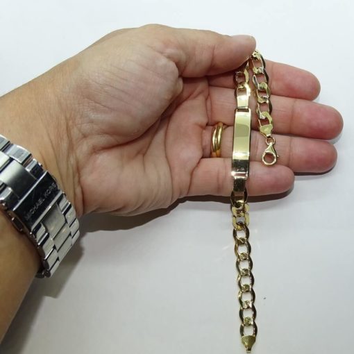 Pulsera para hombre de oro amarillo de 18k con placa, de 0.80 cm de ancha y 21.00cm de larga. - Imagen 3