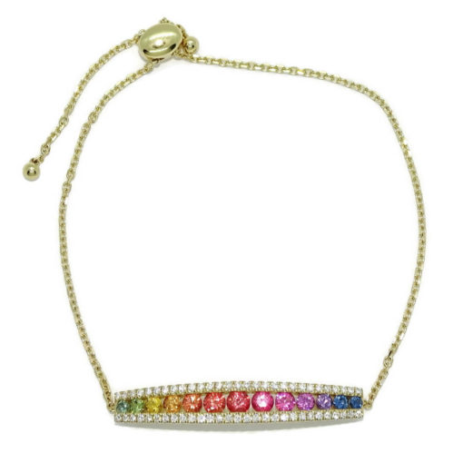 Preciosa pulsera de oro amarillo de 18k con 58 diamantes auténticos y 13 zafiros de color certificados - Imagen 9
