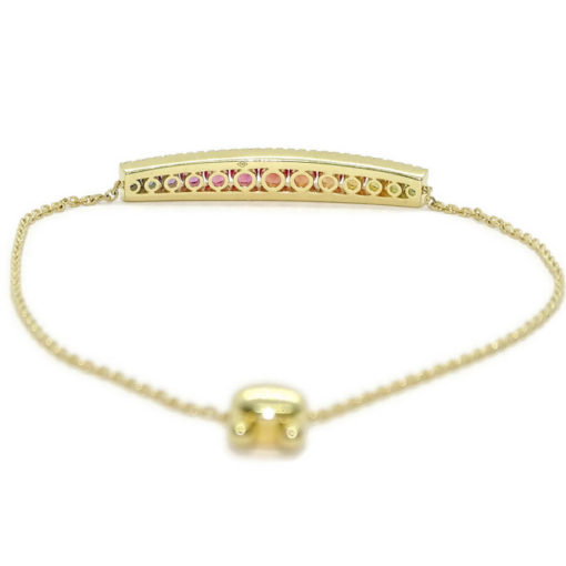 Preciosa pulsera de oro amarillo de 18k con 58 diamantes auténticos y 13 zafiros de color certificados - Imagen 4