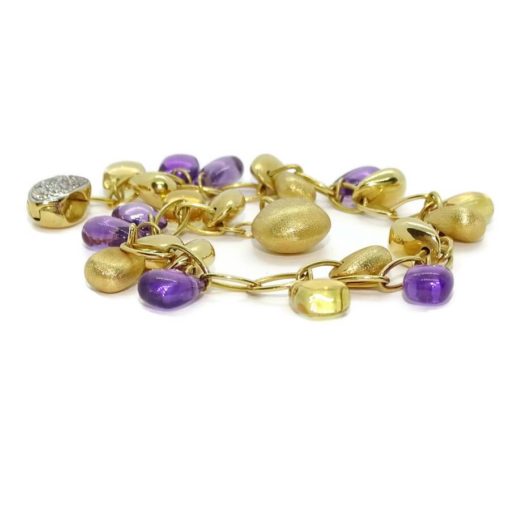 Preciosa pulsera de oro amarillo de 18k con 4 citrinos, 7 amatistas y 11 pepitas de oro. - Imagen 7