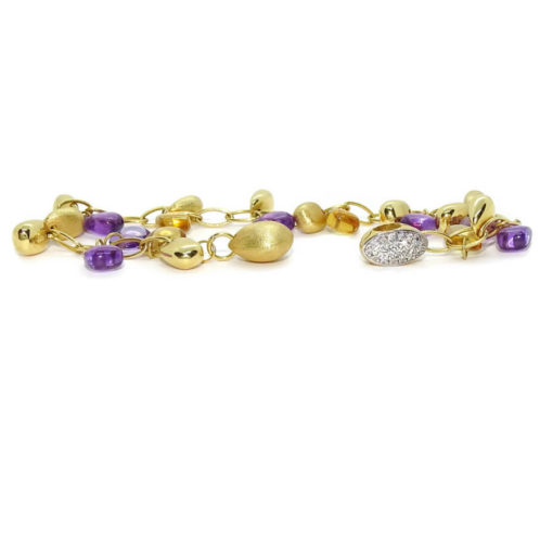 Preciosa pulsera de oro amarillo de 18k con 4 citrinos, 7 amatistas y 11 pepitas de oro. - Imagen 6