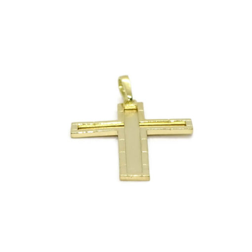 Cruz de oro amarillo macizo de 18k para hombre o mujer mate y brillo. - Imagen 5