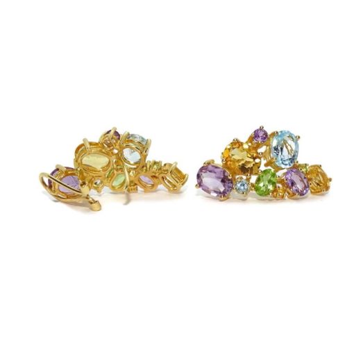 Pendientes de oro amarillo de 18K con 20 piedras finas de color. 3.00 cm de largos - Imagen 7