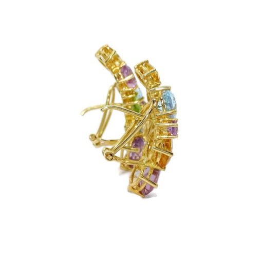 Pendientes de oro amarillo de 18K con 20 piedras finas de color. 3.00 cm de largos - Imagen 5