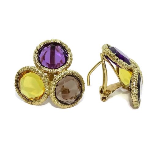 Pendientes de oro amarillo de 18K con 6 piedra de color. - Imagen 6
