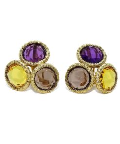 Pendientes de oro amarillo de 18K con 6 piedra de color.