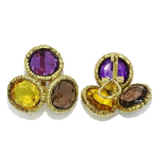 Pendientes de oro amarillo de 18K con 6 piedra de color. - Imagen 5