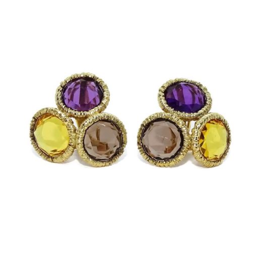 Pendientes de oro amarillo de 18K con 6 piedra de color.