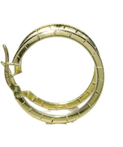 Pendientes aros de oro amarillo de 18k brillo de tubo cuadrado de 2mm de ancho con grabado ralla