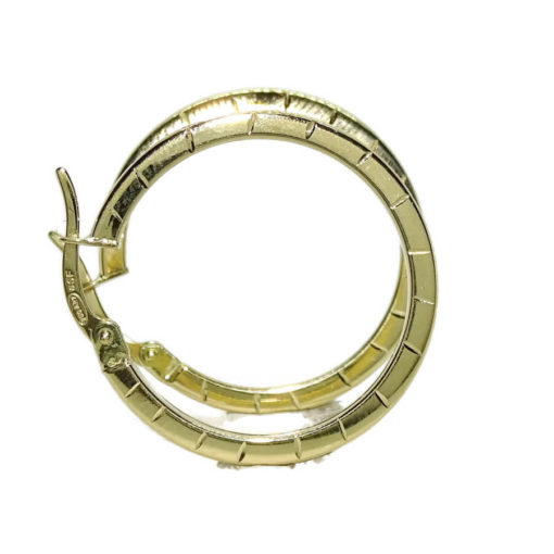 Pendientes aros de oro amarillo de 18k brillo de tubo cuadrado de 2mm de ancho con grabado ralla