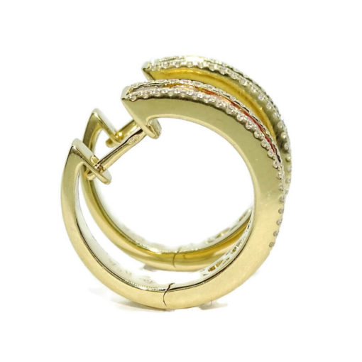 Impresionantes pendientes para mujer con 88 diamantes auténticos y 14 zafiros de color certificados montados en oro amarillo de 18k. - Imagen 6