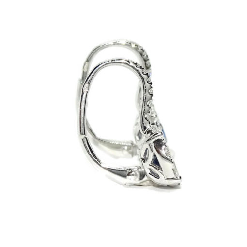 Preciosos pendientes para mujer con 32 diamantes auténticos y 2 zafiros azul mar montados en oro blanco de 18k. - Imagen 6