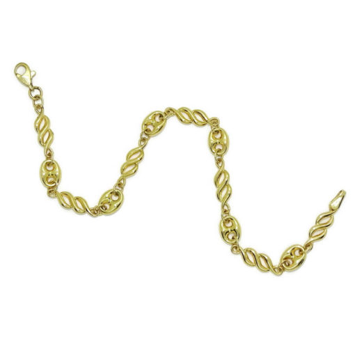 Elegante pulsera de moda para mujer de oro amarillo de 18k que combina filigrana y calabrote. - Imagen 7