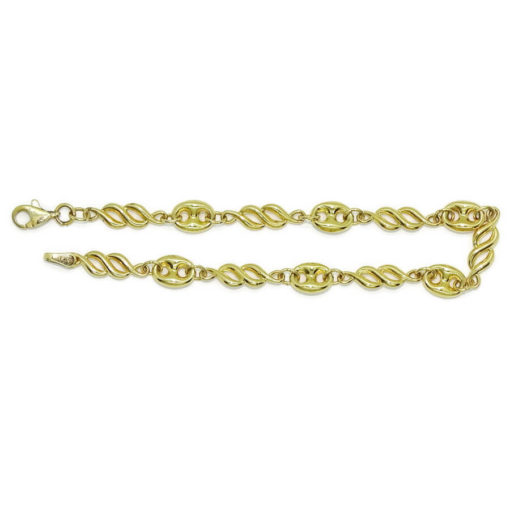 Elegante pulsera de moda para mujer de oro amarillo de 18k que combina filigrana y calabrote. - Imagen 4