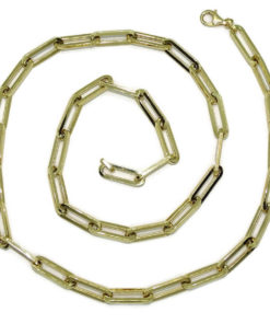 Collar de moda para hombre y mujer de Oro Amarillo de 18k de eslabón tipo forzado de 7mm de ancho. 60.00cm.