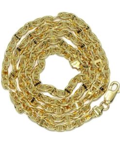 Cadena de oro amarillo de 18k para hombre modelo ancla plana de 4.00 mm de ancha y 60cm de larga con cierre mosquetón. Peso; 14.70 gr de oro de 18k