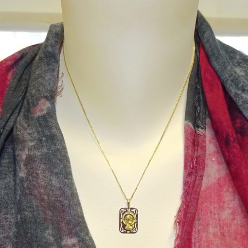 Medalla bicolor de oro de 18k calada con la Virgen Niña y cadena forzada de 45cm especial comunión y mujer - Imagen 2