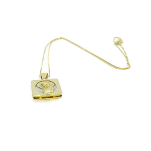 Medalla de oro de 18k y nácar con la Virgen jovencita y diamantes. Cadena veneciana de 45.00 cm todo oro 18k. - Imagen 6